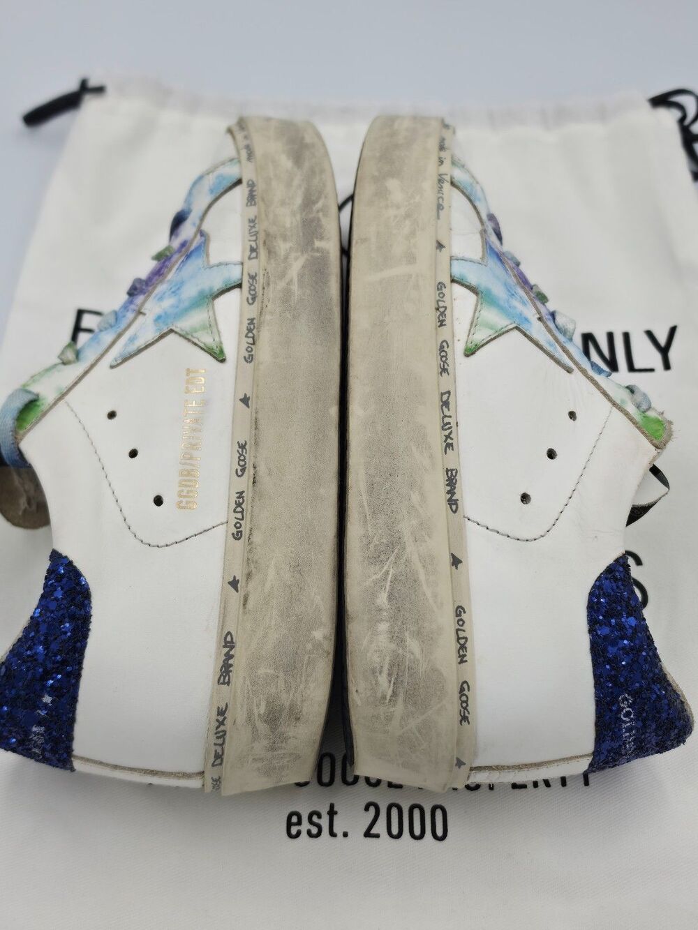 Golden Goose Hi Star Private Edit EU 36 US 6 Blue Glitter Leather Sneakers - Picture 2 of 10